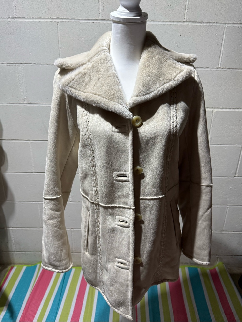 Sonoma Cream Faux-Shearling Button Jacket